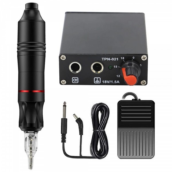 Kit professionnel de machine à tatouer | Stylo rotatif, alimentation et cartouches_IPX7|51,91 €|OKKO MODE