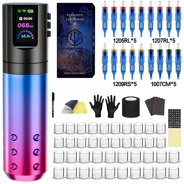 Kit de Stylo Tatouage Poseidon Sans Fil - Machine à Tatouer & Accessoires Complet|73,31 €|OKKO MODE