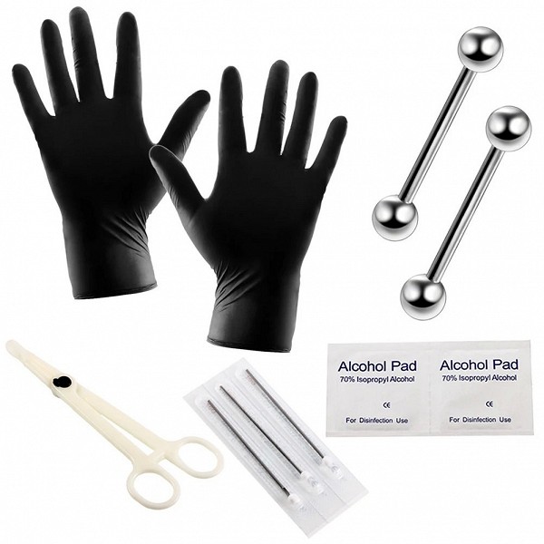 Kit de piercing corporel en acier inoxydable noir - Ensemble d'outils pour tatouages et bijoux authentiques|4,68 €|OKKO MODE