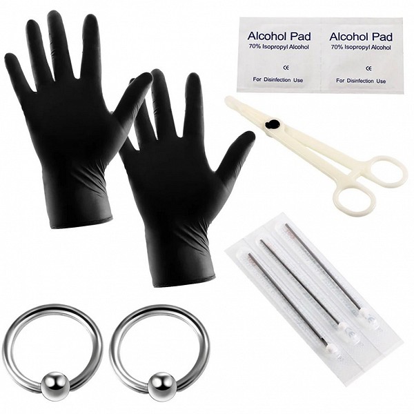 Kit de piercing corporel en acier inoxydable noir - Ensemble d'outils pour tatouages et bijoux authentiques|4,68 €|OKKO MODE