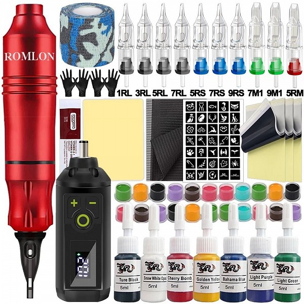 Kit Machine à Tatouer Sans Fil avec Alimentation - Stylos Distance et Encres pour Tatoueur|35,84 €|OKKO MODE