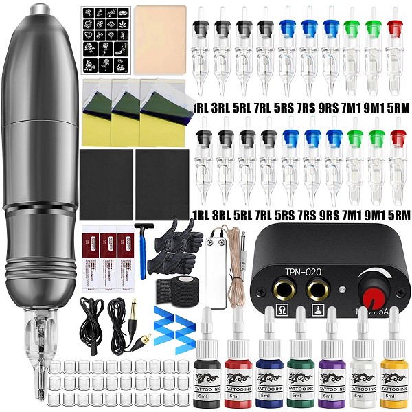 Kit de stylo de machine à tatouer professionnelle, mitrailleuse avec cartouche d'alimentation, ensemble de stylos à distance, gr|44,28 €|OKKO MODE