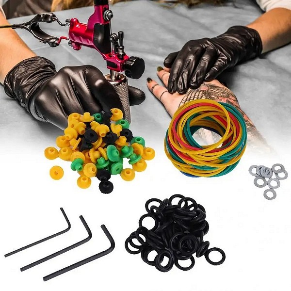 Machine à tatouer, bandes de caoutchouc, coussin de broche, Kit de fournitures de bobines de tatouage, ensemble d'accessoires de|2,69 €|OKKO MODE