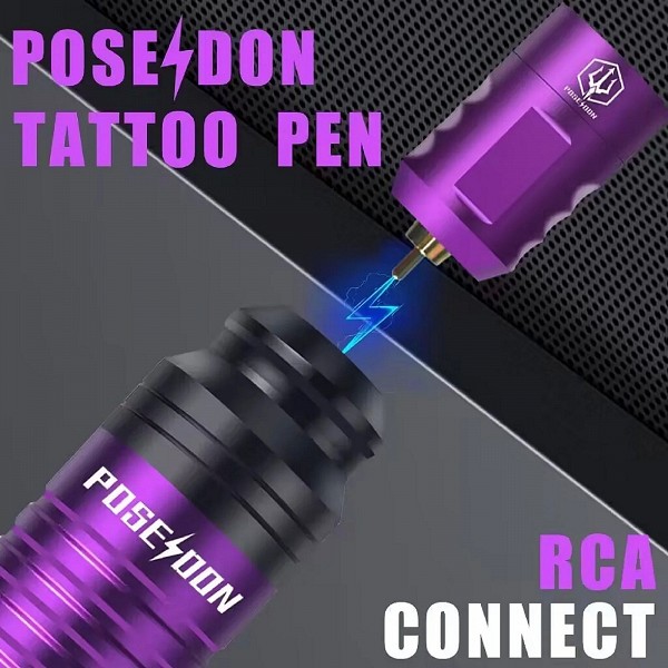 POSEIDON-Kit de stylo de tatouage pour débutants, kit de pratique de tatouage, alimentation sans fil, interface RCA, machine à t|40,88 €|OKKO MODE