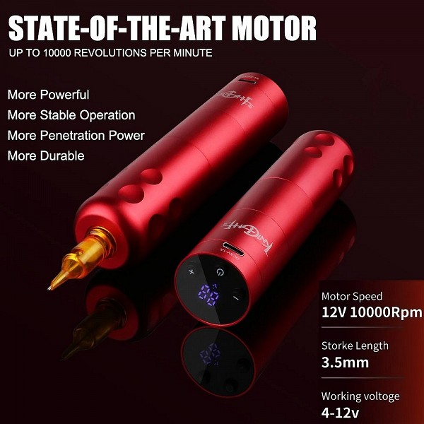 Stylo de tatouage sans fil, pistolet rotatif, affichage LED numérique, batterie de tatouage avec 20 aiguilles à cartouche pour e|43,50 €|OKKO MODE