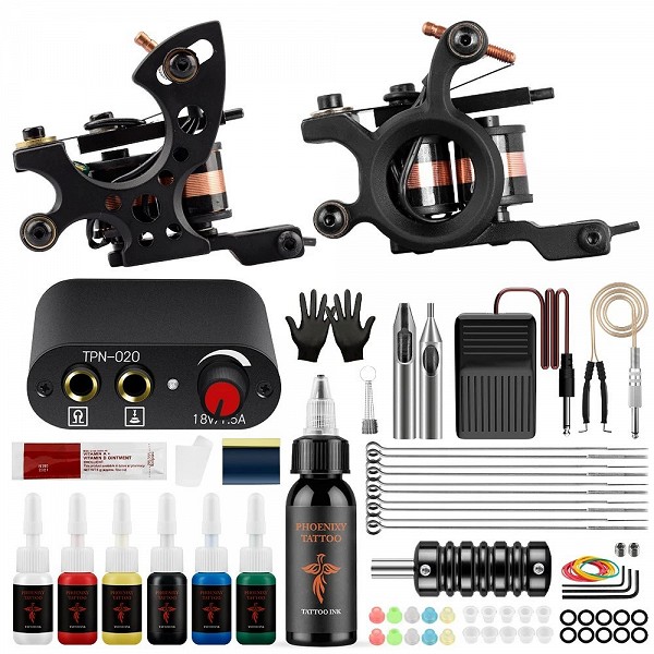 Kit de mitrailleuse à bobine professionnelle, machine à tatouer avec cartouche d'alimentation électrique, encre noire pour docum|30,99 €|OKKO MODE