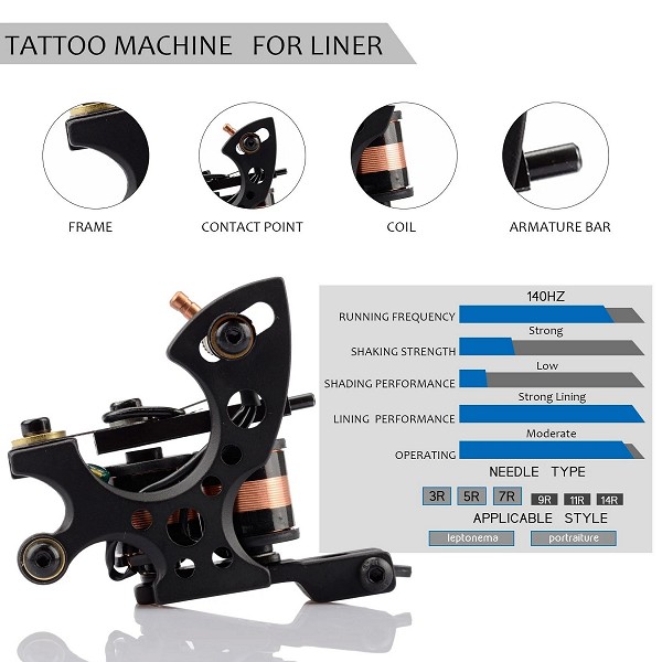 Kit de mitrailleuse à bobine professionnelle, machine à tatouer avec cartouche d'alimentation électrique, encre noire pour docum|30,99 €|OKKO MODE