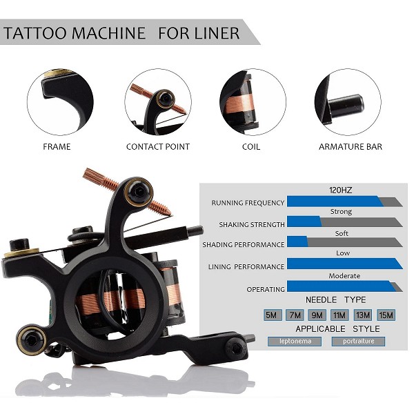 Kit de mitrailleuse à bobine professionnelle, machine à tatouer avec cartouche d'alimentation électrique, encre noire pour docum|30,99 €|OKKO MODE