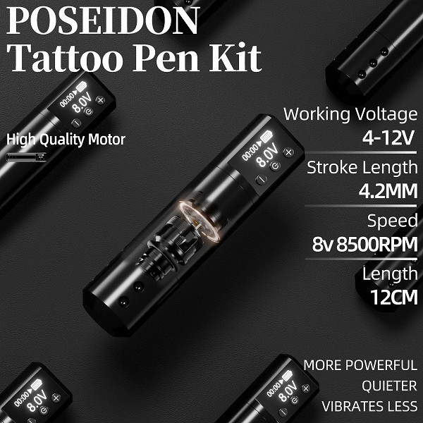 POSEIDON-Kit de stylo de tatouage pour tatoueur, machine à tatouer sans fil, moteur sans noyau, odorde tatouage lointain, haute |42,64 €|OKKO MODE