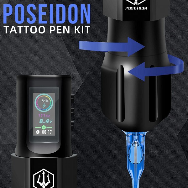 POSEIDON-Kit de stylo de tatouage cool, machine à tatouer, alimentation sans fil, odorà tatouer, maquillage en continu, nouveau|59,16 €|OKKO MODE