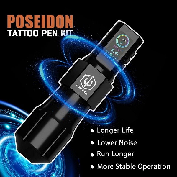 POSEIDON-Kit de stylo de tatouage cool, machine à tatouer, alimentation sans fil, odorà tatouer, maquillage en continu, nouveau|59,16 €|OKKO MODE