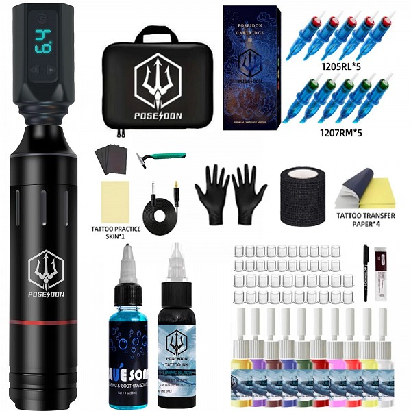 Kit de tatouage professionnel POSEIDON, fournitures de stylo d'encre, stylo à tatouer, Tattoo sur batterie|48,72 €|OKKO MODE