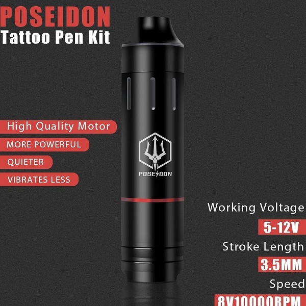 Kit de tatouage professionnel POSEIDON, fournitures de stylo d'encre, stylo à tatouer, Tattoo sur batterie|48,72 €|OKKO MODE