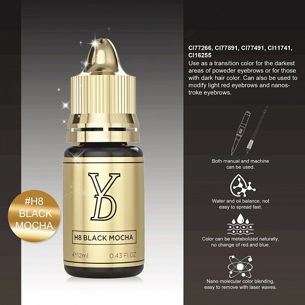 Encre de tatouage 12ml noir moka professionnel - Kit art corporel|24,20 €|OKKO MODE