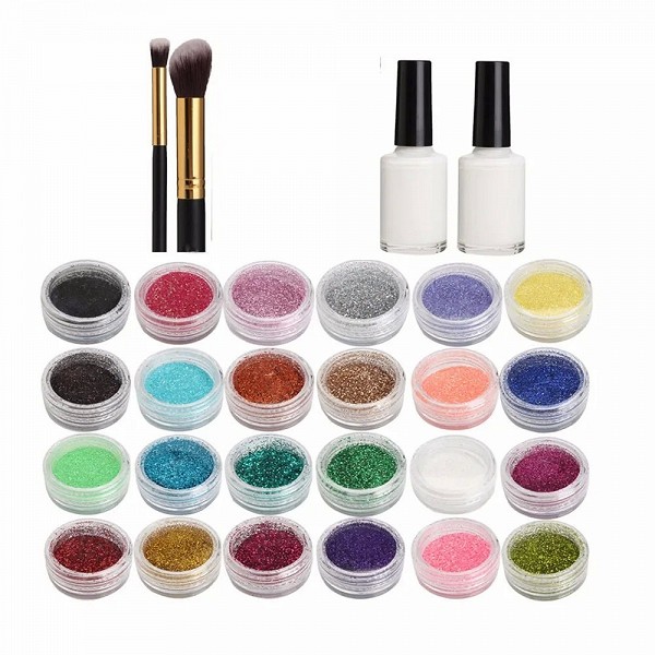 Poudre à paillettes temporaire 24 couleurs, ensemble de pigments de maquillage, art de tatouage, fantaisie, design artistique, b|23,09 €|OKKO MODE