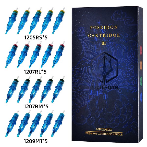 POSEIDON-Cartouches de tatouage professionnelles mixtes, 20 pièces, avec membrane, adhérence de sécurité, poulet, pour artiste|6,00 €|OKKO MODE