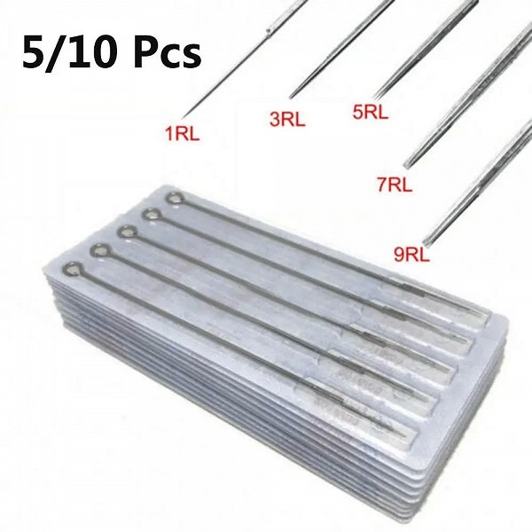 Aiguilles de tatouage standard en acier inoxydable. Kit 5/10 pièces pour maquillage permanent.