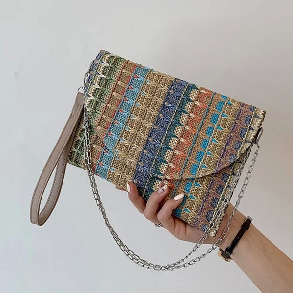 Pochette en paille bohème colorée rayée pour femmes - Sac à main rétro chic et tendance|6,00 €|OKKO MODE