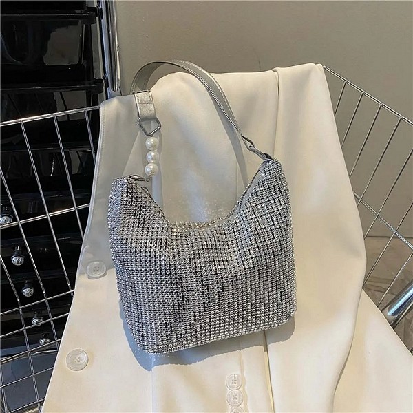 Sac à main carré en strass avec chaîne de perles - Style styliste et élégant|7,01 €|OKKO MODE