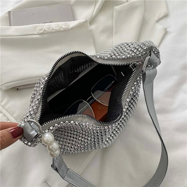 Sac à main carré en strass avec chaîne de perles - Style styliste et élégant|7,01 €|OKKO MODE