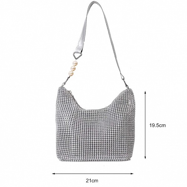 Sac à main carré en strass avec chaîne de perles - Style styliste et élégant|7,01 €|OKKO MODE