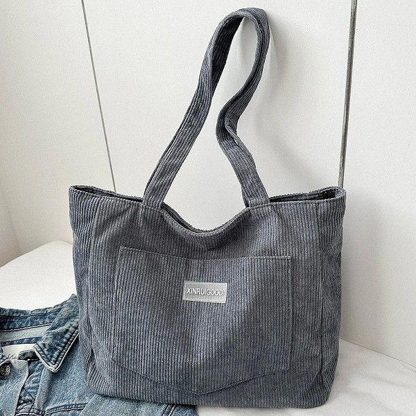 Sac fourre-tout en velours côtelé pour femme avec poches et compartiments, Hobos solide!|7,00 €|OKKO MODE