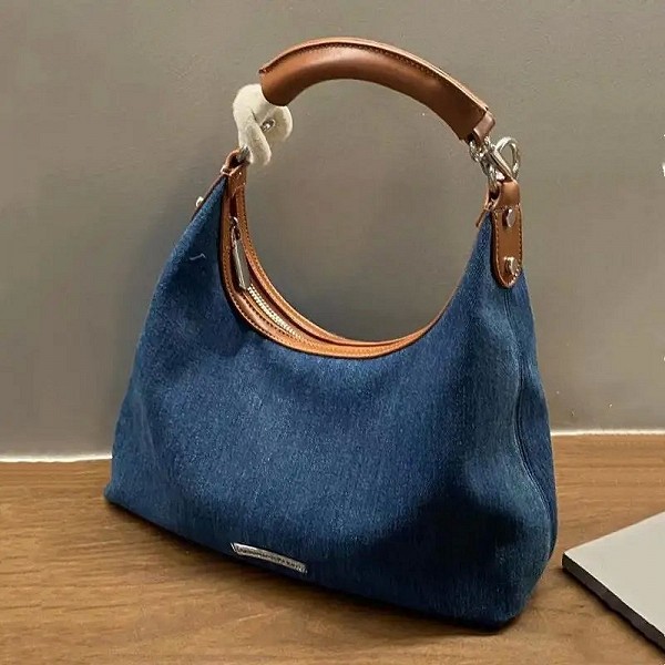 Sacs à main en tissu denim pour femmes, sacs à main de créateurs de luxe, hobos sous les bras bleus, fourre-tout à bandoulière d|15,00 €|OKKO MODE