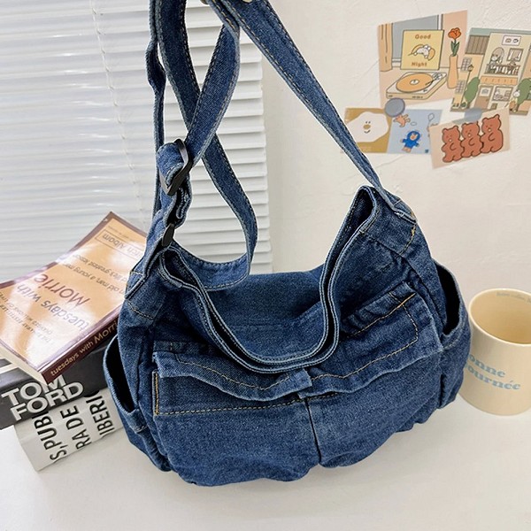 Sac messager vintage pour femme, grande capacité, denim, 03, fourre-tout, sangle réglable, carillon, sac de transport, multifonc|10,92 €|OKKO MODE