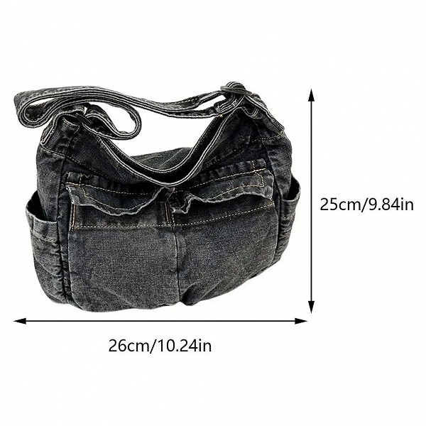 Sac messager vintage pour femme, grande capacité, denim, 03, fourre-tout, sangle réglable, carillon, sac de transport, multifonc|10,92 €|OKKO MODE