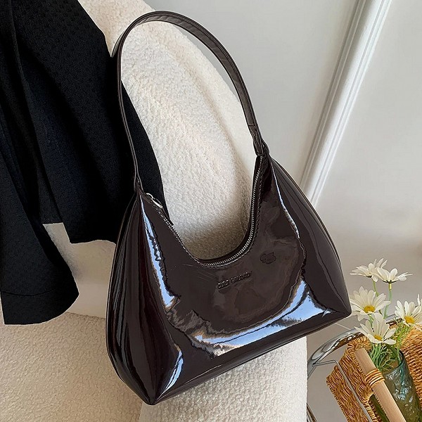 Sac fourre-tout en cuir verni pour femme, sac hobo décontracté, sac sous les bras pour fille, petits sacs à main à fermeture écl|15,51 €|OKKO MODE