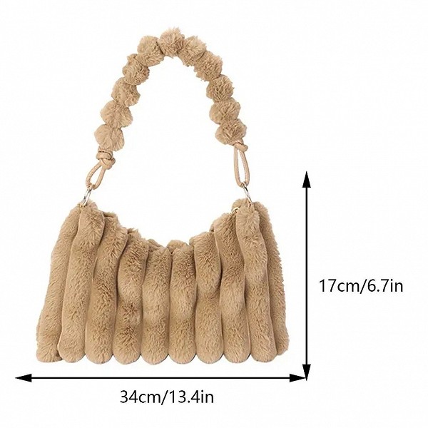 Sac à main fourre-tout en fausse fourrure pour femme, sac sous les bras en peluche, sac à ati elles moelleux pour femme, monochr|16,00 €|OKKO MODE