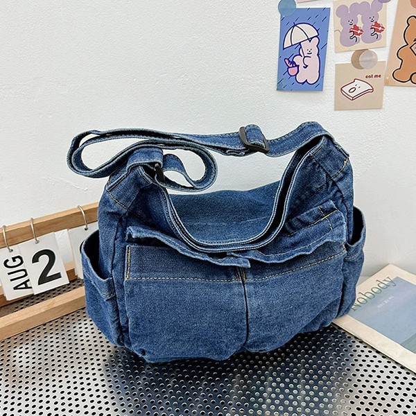 Sac messager en denim pour femme, sacs fourre-tout, sac à bandoulière Hobo, grand livre de shopping, sangle réglable, mode initi|11,04 €|OKKO MODE