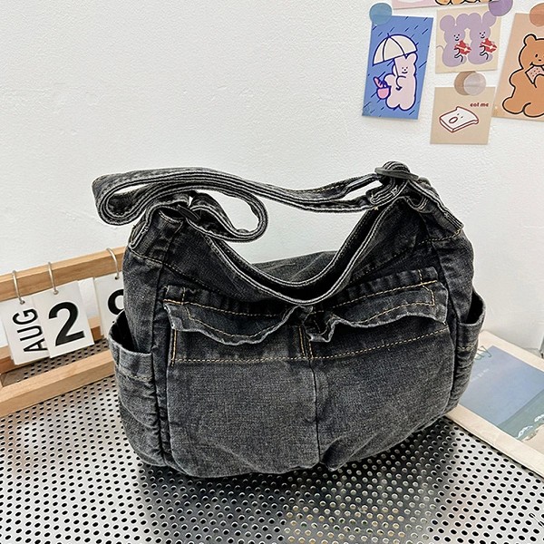 Sac messager en denim pour femme, sacs fourre-tout, sac à bandoulière Hobo, grand livre de shopping, sangle réglable, mode initi|11,04 €|OKKO MODE