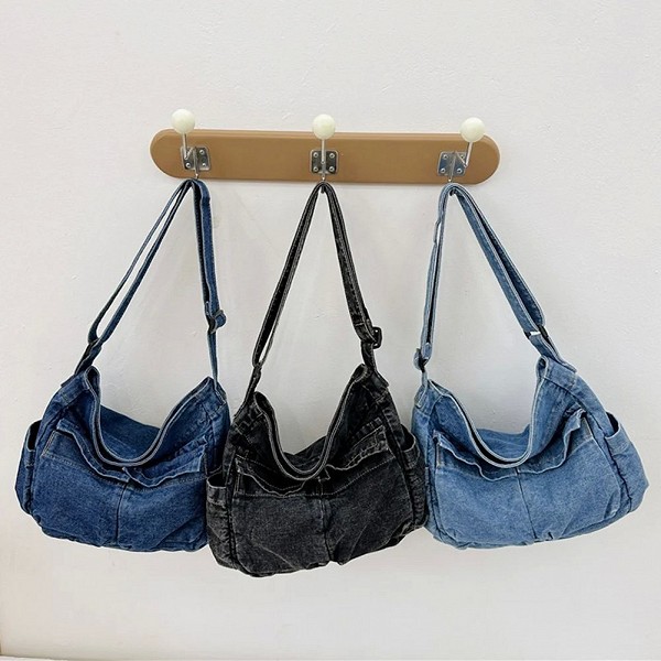 Sac messager en denim pour femme, sacs fourre-tout, sac à bandoulière Hobo, grand livre de shopping, sangle réglable, mode initi|11,04 €|OKKO MODE