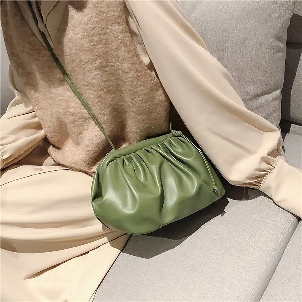 Sac messager en cuir PU plissé pour femme, sac à bandoulière boulette, pocommuniste et sac à main pour femme, soirée, vert, nuag|9,90 €|OKKO MODE