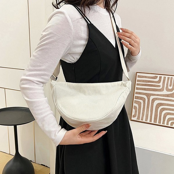 Sacs à bandoulière en velours côtelé pour femmes, sac de poitrine, sac à bandoulière Hobo Dumpling, sac à bandoulière de voyage |4,95 €|OKKO MODE