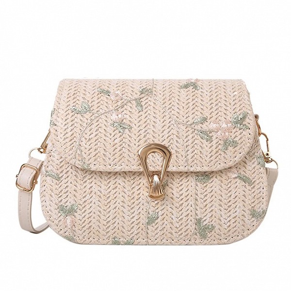 Sac Hobo en Crochet pour Femme, Sangle Réglable, Tissage de Fleurs, Fermeture à Loquet, Cartable en Paille, Sac de Plage d'Été|7,92 €|OKKO MODE