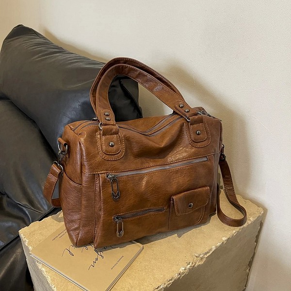 Sac Hobo Chic en Cuir PU à Bretelles Réglables pour Femme, Sacoche de Grande Capacité, Fourre-tout Multi-Poches pour Documents S|19,79 €|OKKO MODE