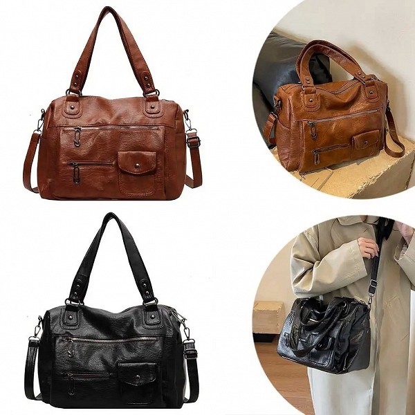 Sac Hobo Chic en Cuir PU à Bretelles Réglables pour Femme, Sacoche de Grande Capacité, Fourre-tout Multi-Poches pour Documents S|19,79 €|OKKO MODE