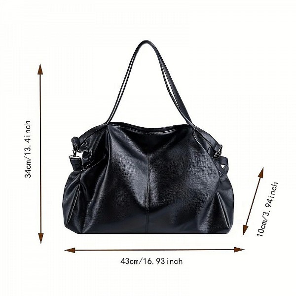 Grand Sac Hobo Noir à Bandoulière en Cuir Souple pour Femme, Sacoche de Qualité Solide, Fourre-tout de Voyage|17,99 €|OKKO MODE