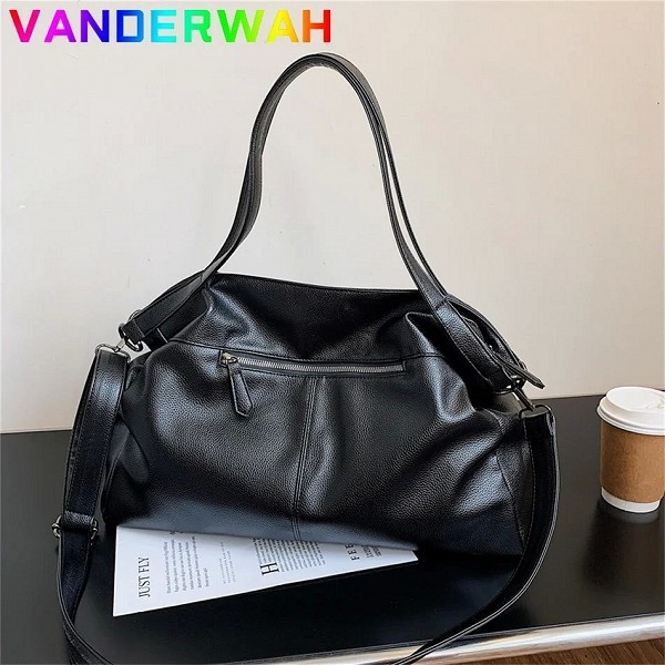 Grands sacs à bandoulière en cuir PU pour femmes, sac Hobo Shopper, sac à main monochrome, sac fourre-tout de voyage pour femme,|22,07 €|OKKO MODE