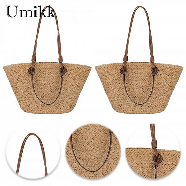 Sac fourre-tout tissé de grande capacité pour femmes, sacs de plage d'été, sac carillon tressé, sac hobo chic pour les voyages e|17,09 €|OKKO MODE