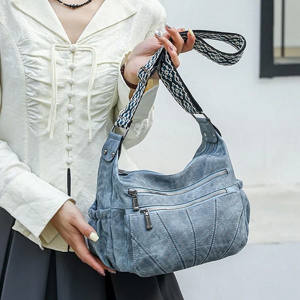 Sac à main fourre-tout décontracté en PU pour femme, sac à bandoulière vintage à sangle réglable, sac à bandoulière multi-poches|16,19 €|OKKO MODE