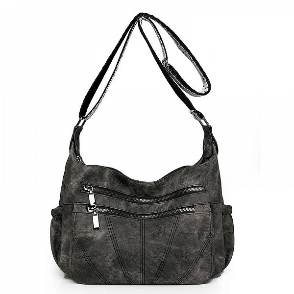 Sac à main fourre-tout décontracté en PU pour femme, sac à bandoulière vintage à sangle réglable, sac à bandoulière multi-poches|16,19 €|OKKO MODE