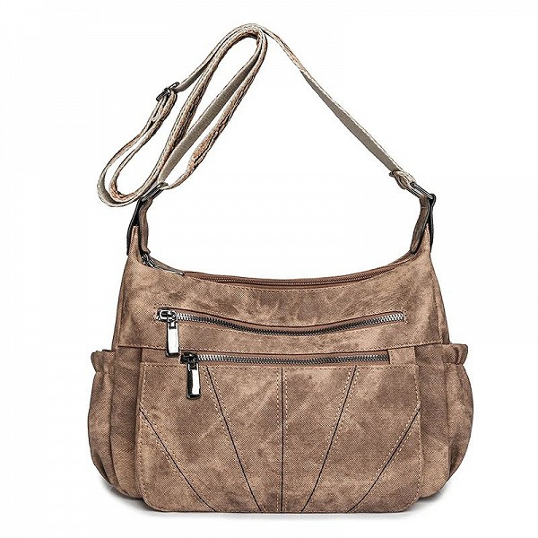 Sac à main fourre-tout décontracté en PU pour femme, sac à bandoulière vintage à sangle réglable, sac à bandoulière multi-poches|16,19 €|OKKO MODE