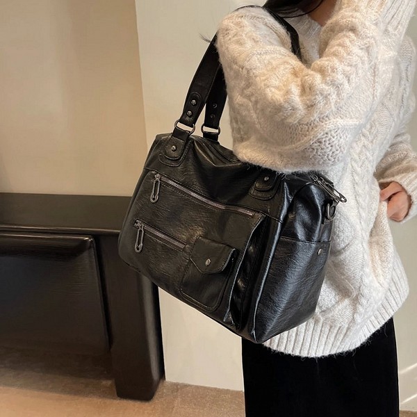 Sac à bandoulière en cuir PU pour femme, sac Hobo Chic, sangle réglable, sac à main initié vintage, sac messager de grande capac|25,97 €|OKKO MODE