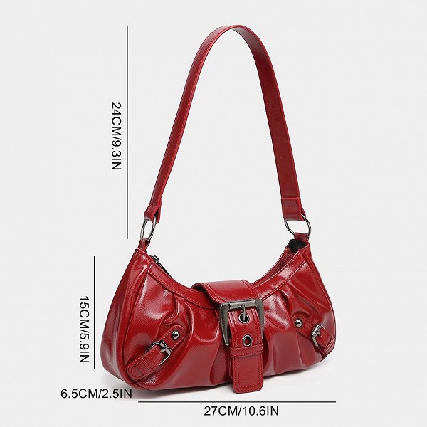 Sac à Main Plissé Hobo Rouge pour Femme, Pochette en Cuir PU, Y2K, Chic, Luxe, Styliste|14,39 €|OKKO MODE