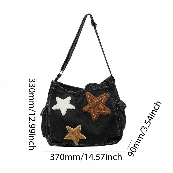 Star Denim Hobo Sac à main pour femme, grande capacité, fermeture éclair, sangle réglable, sac à main initié décontracté, multi-|16,00 €|OKKO MODE