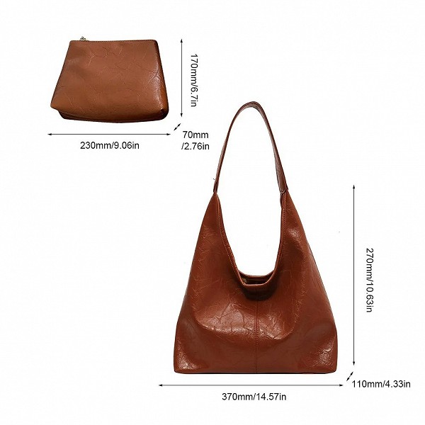 Ensemble de sac à main en cuir souple pour femme, sac sous les bras, pochette Hobo décontractée, sac à provisions, polyvalent, i|15,04 €|OKKO MODE