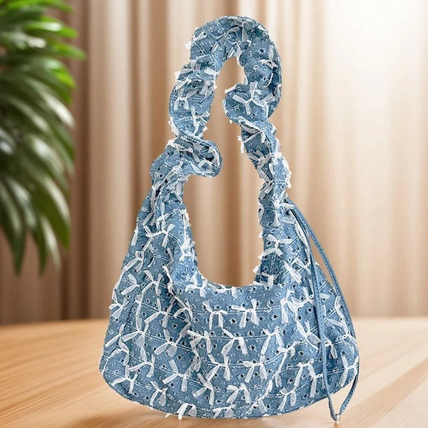 Sac fourre-tout en denim décontracté pour femme, sac à main en forme de croissant, sac à main de grande capacité, sac hobo vinta|16,19 €|OKKO MODE